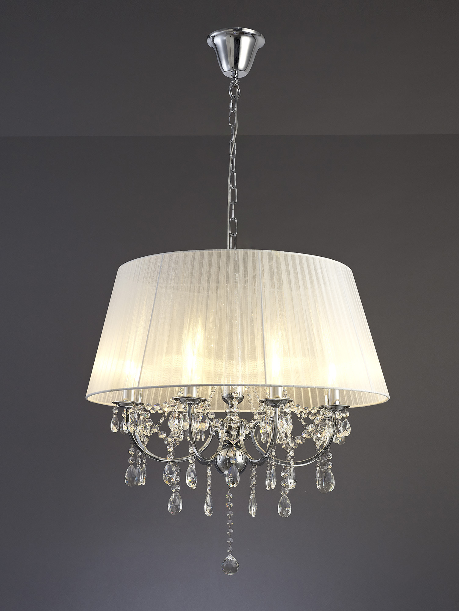 IL30056/WH  Olivia Crystal Pendant 8 Light Polished Chrome